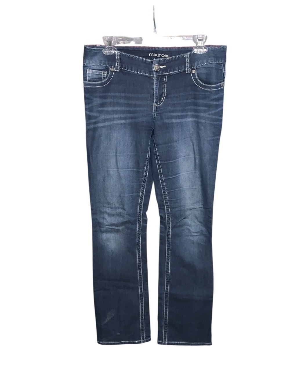 Maurices Dark Wash Straight Boot Cut Jeans Blue Medium Long Stretch